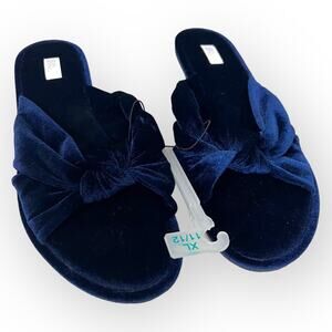 Stars Above NWOT Gracie Slip On Knotted Velvet Slipper Navy sz XL (11/12)